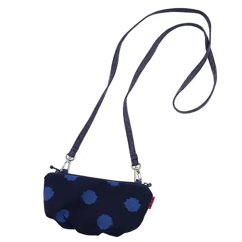 儀右ヱ門 久留米絣 ポシェット VV / 晴丸 紺/ブルー